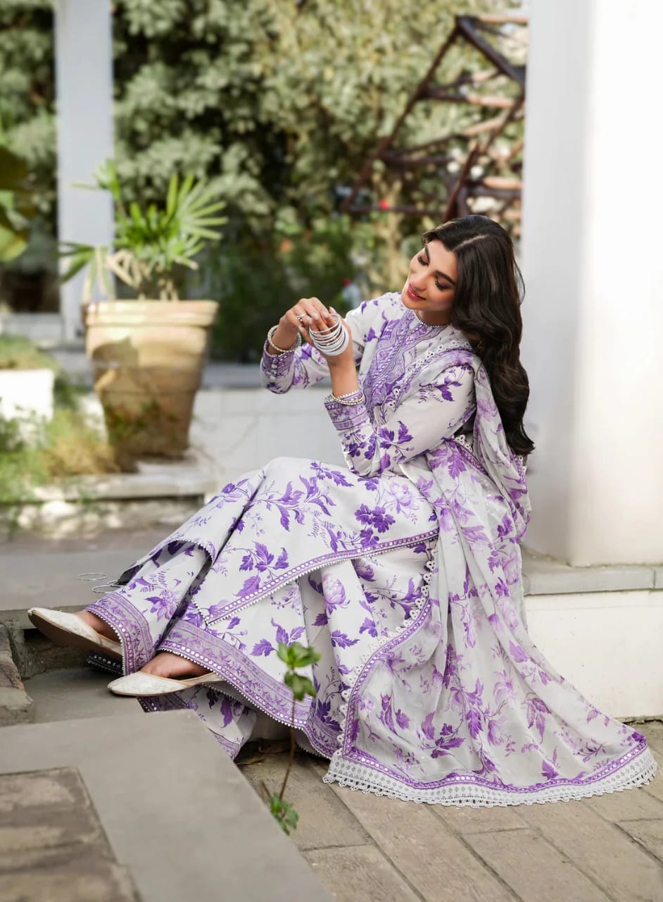 Original Aneela's Collection Luxury Silk Embroidered 3 Piece Unstitched Suit P-101