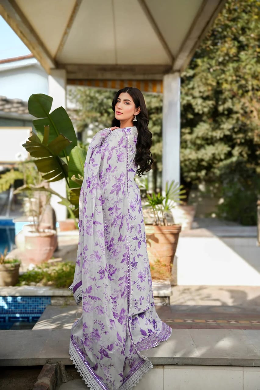 Original Aneela's Collection Luxury Silk Embroidered 3 Piece Unstitched Suit P-101